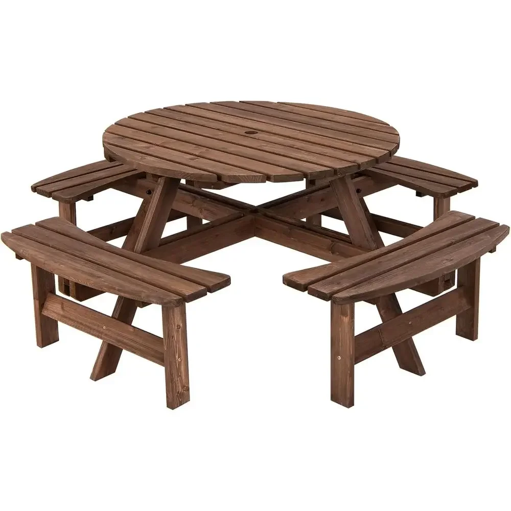 Kids Outdoor Umbrella For Table - Wooden Picnic Table Set with Wood
