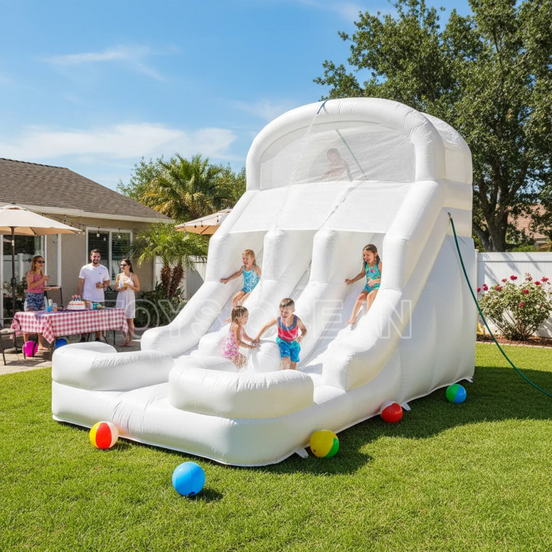 Kids Outdoor Inflatable - Kids Inflatable Water Slide Double White