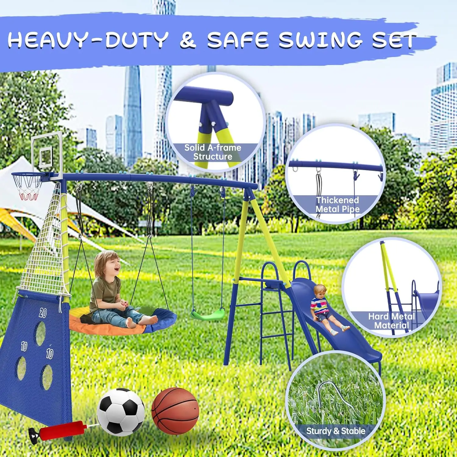 Swing Sets for Backyard with K - огляд і ціна Kids Outdoor Wooden Playset