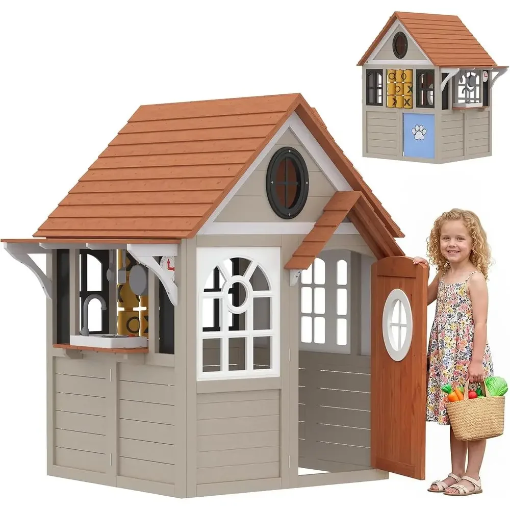 Qaba Outdoor Playhouse, Wooden - огляд і ціна Qaba Kids Outdoor Playhouse