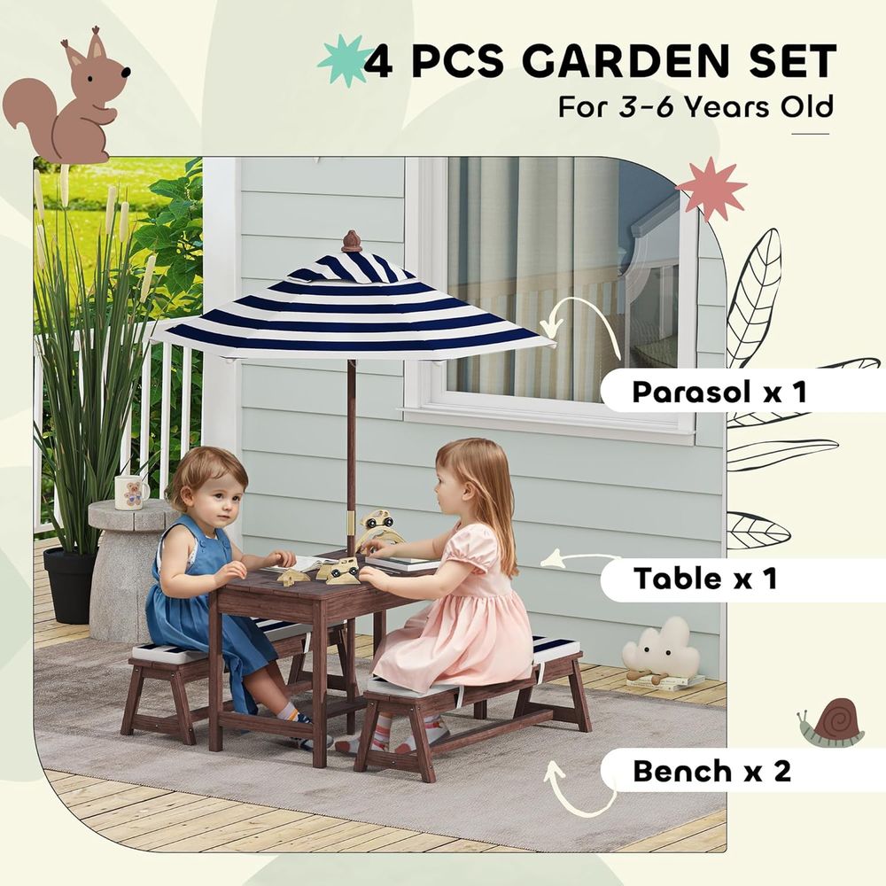 Qaba Kids Picnic Table, Outdoo - огляд і ціна Kids Outdoor Umbrella For Table