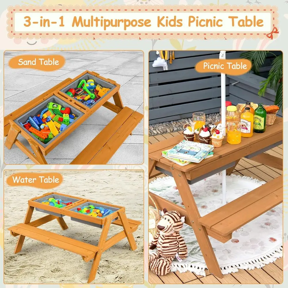 4-in-1 Wooden Sand & Water Pic - огляд і ціна Kids Outdoor Umbrella For Table