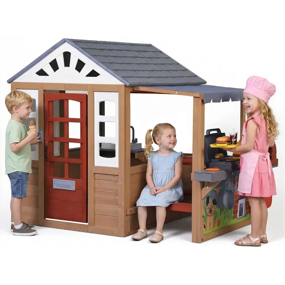Kids Outdoor Wooden Playhouse, - огляд і ціна Kids Outdoor Wooden Playset