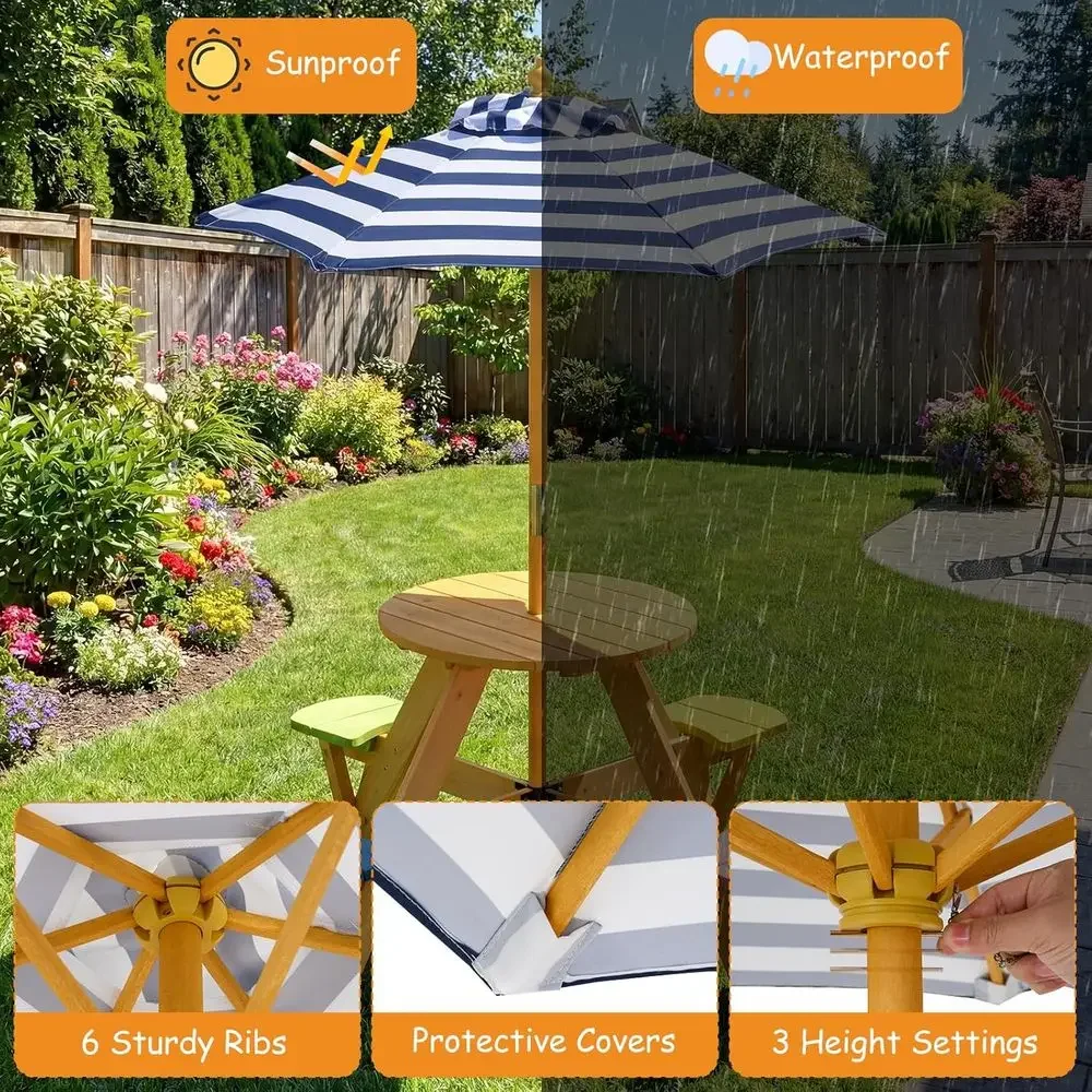 4-Person Wooden Toddler Picnic - огляд і ціна Kids Outdoor Umbrella For Table