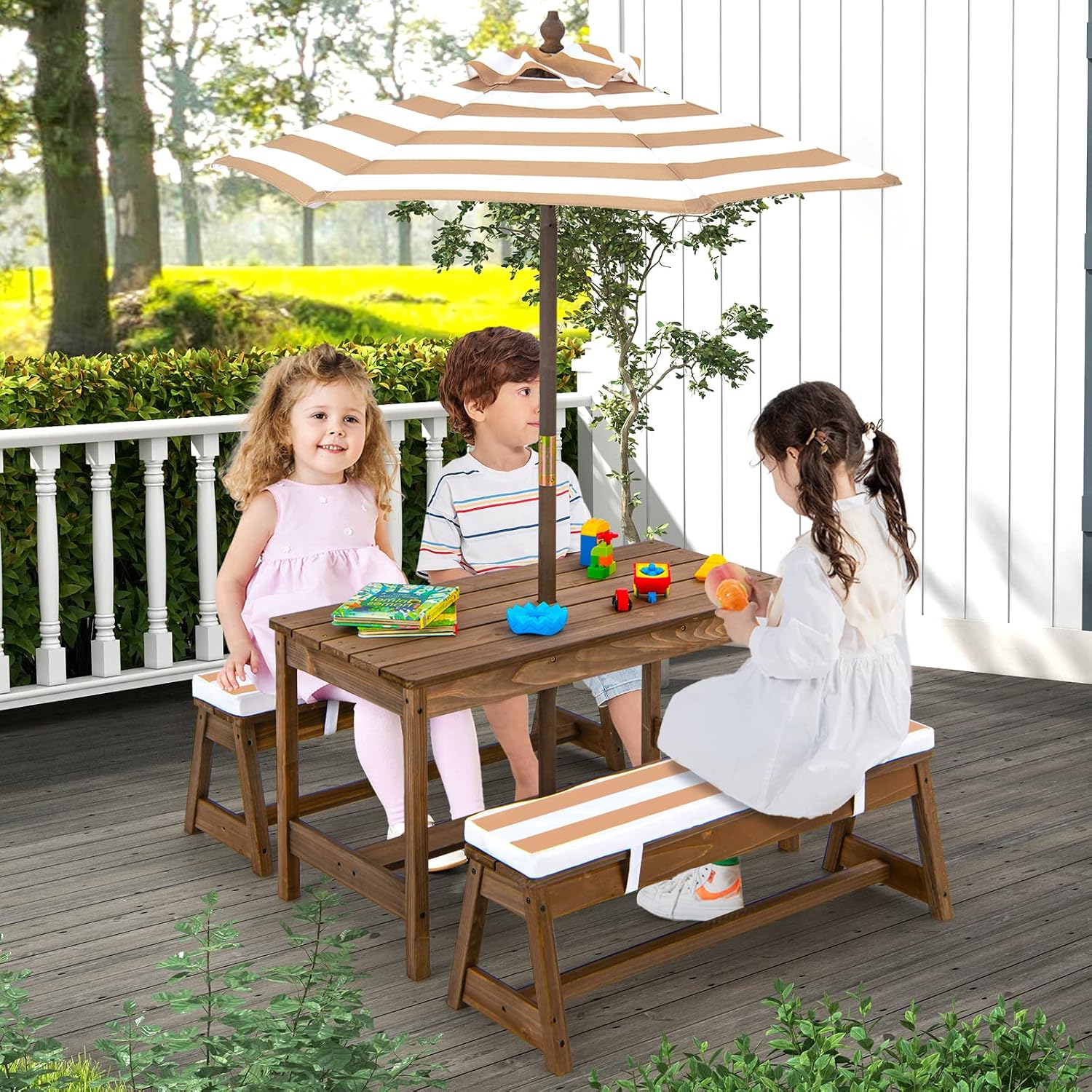 Wooden Kids Picnic Table for T - огляд і ціна Kids Outdoor Umbrella For Table