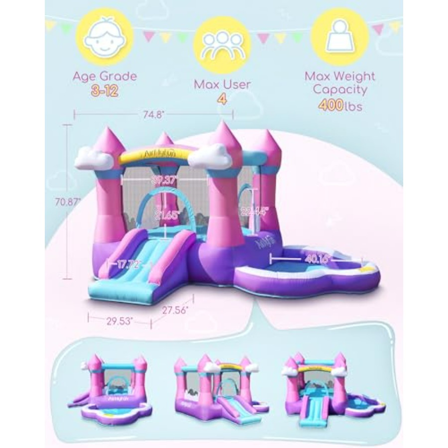 Pink inflatable bounce house f - огляд і ціна Kids Outdoor Water Slide
