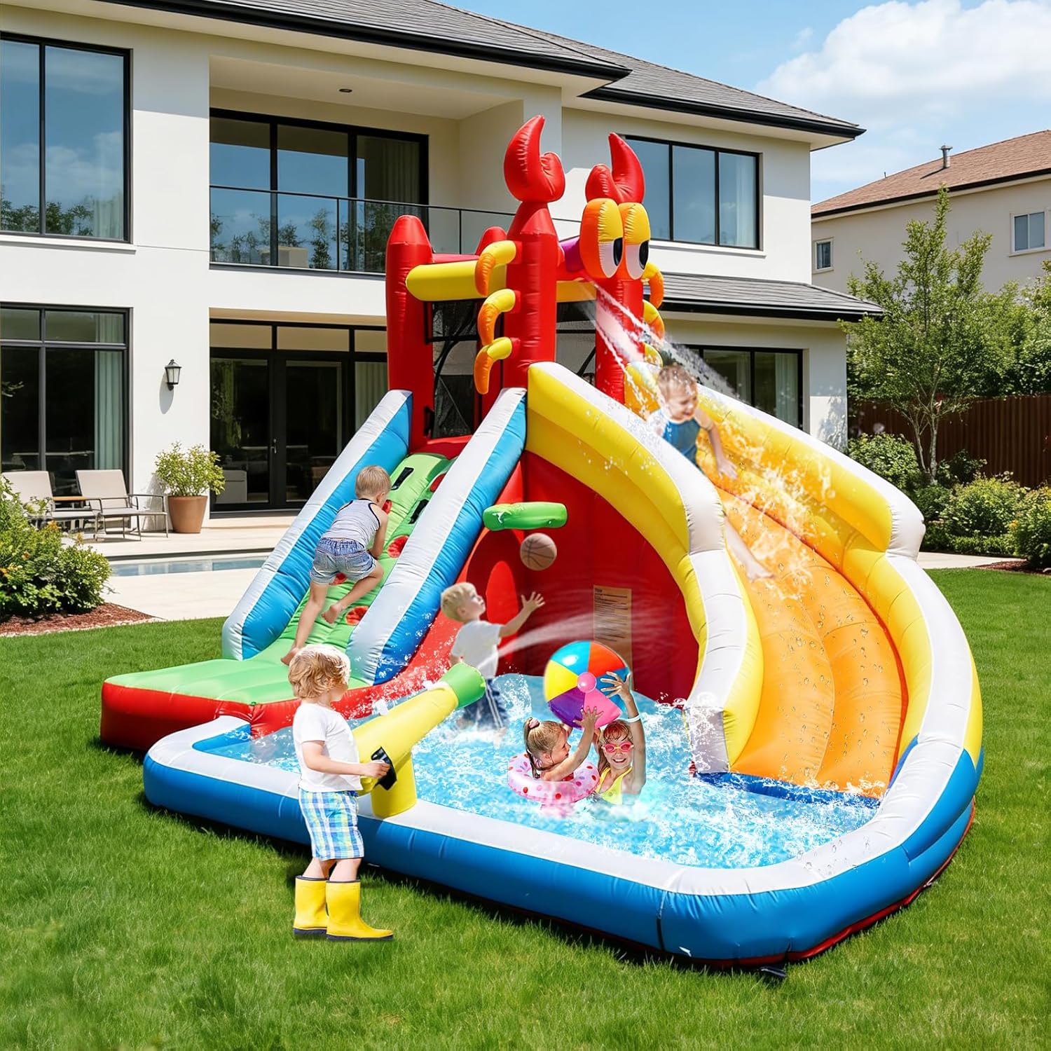Large Inflatable Bounce House  - огляд і ціна Kids Outdoor Water Slide