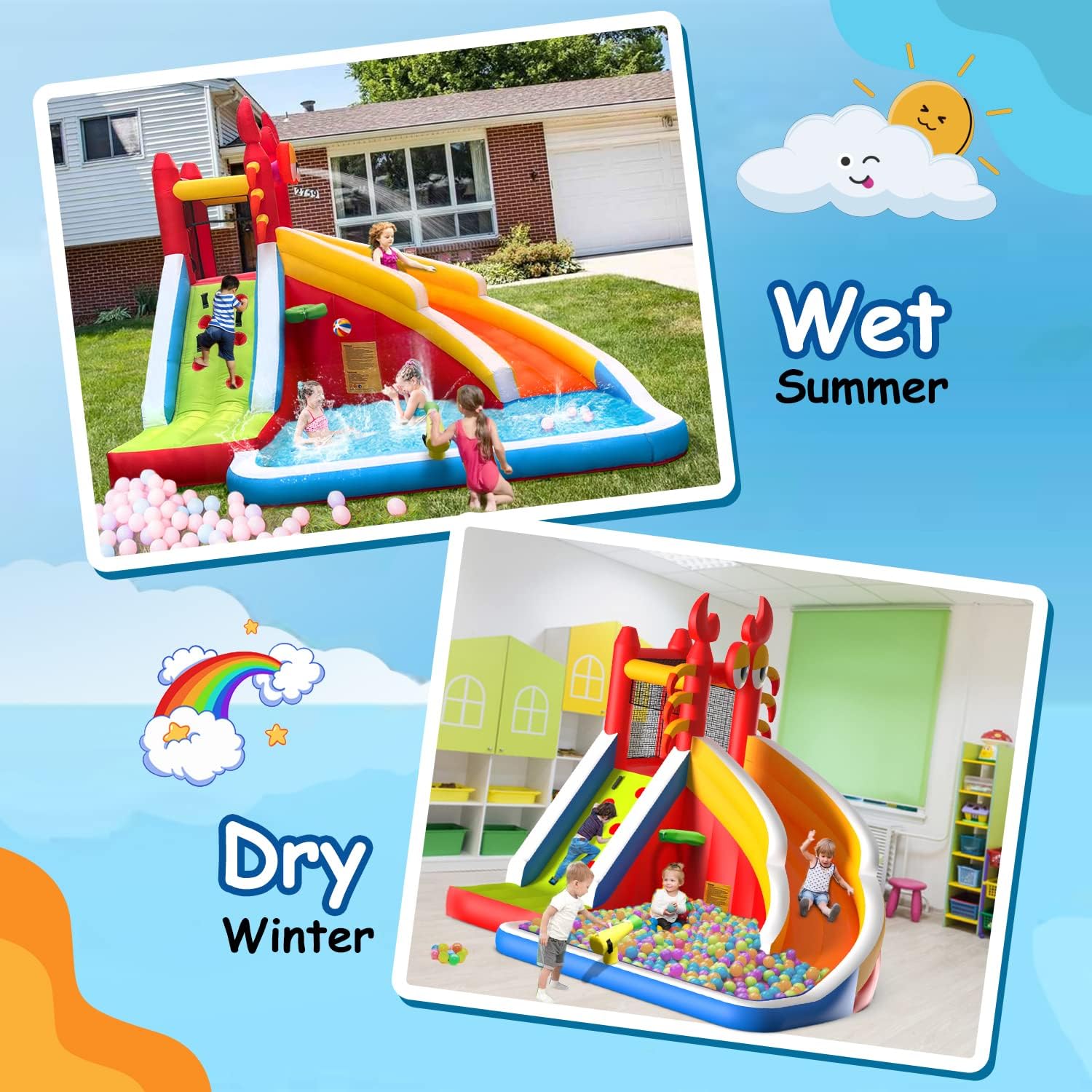 Large Inflatable Bounce House  - огляд і ціна Kids Outdoor Water Slide