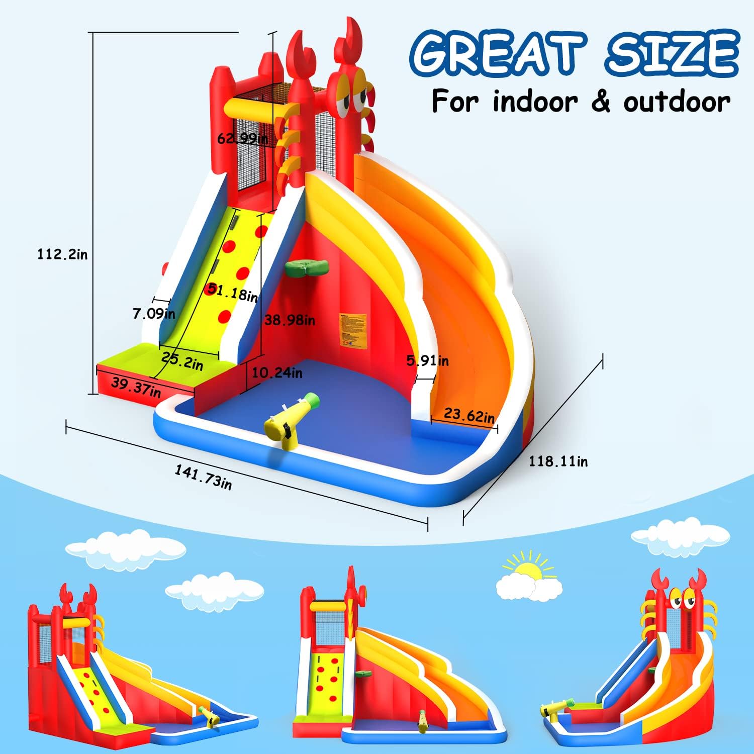 Large Inflatable Bounce House  - огляд і ціна Kids Outdoor Water Slide