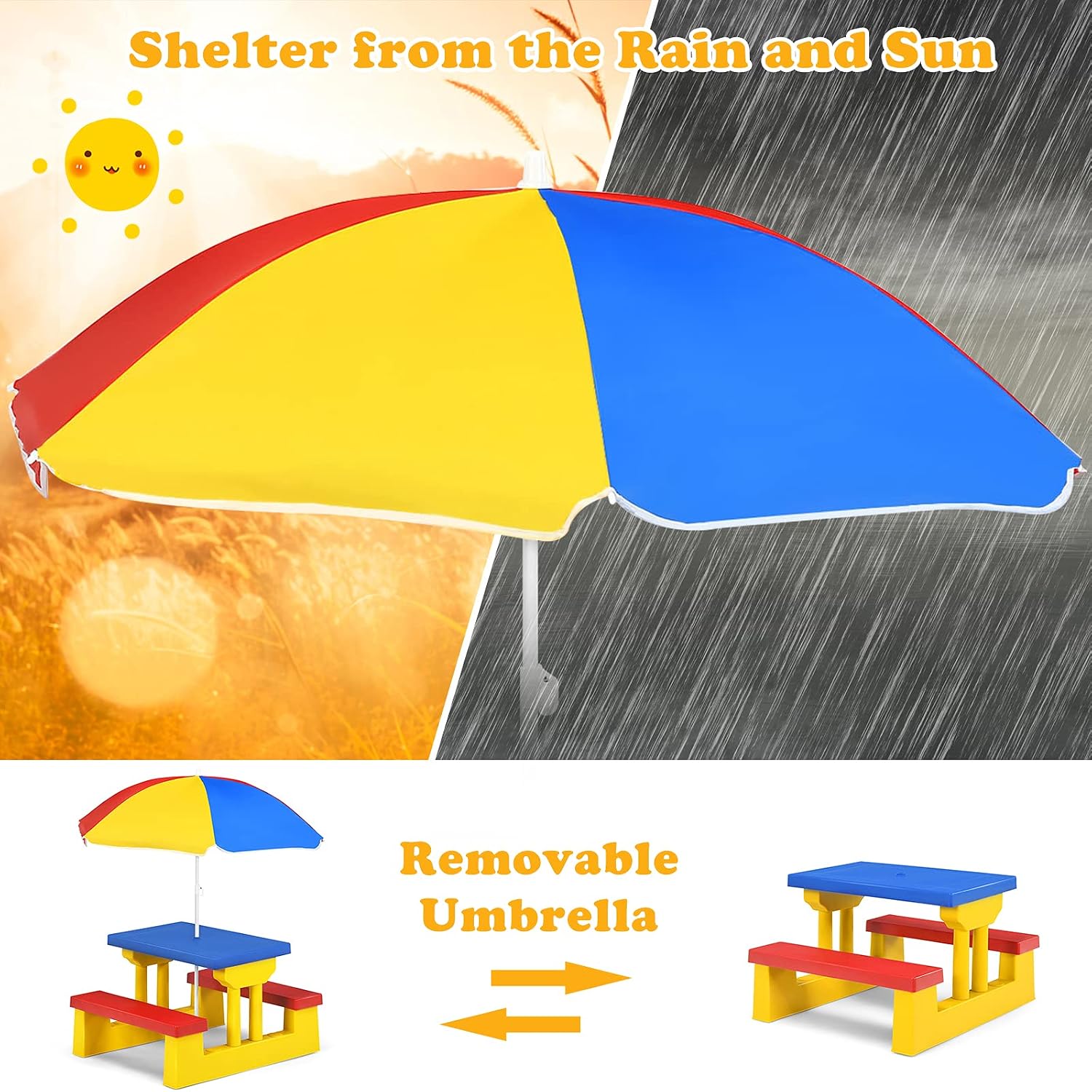 ARMILE Kids Picnic Table, Kids - огляд і ціна Kids Outdoor Umbrella For Table