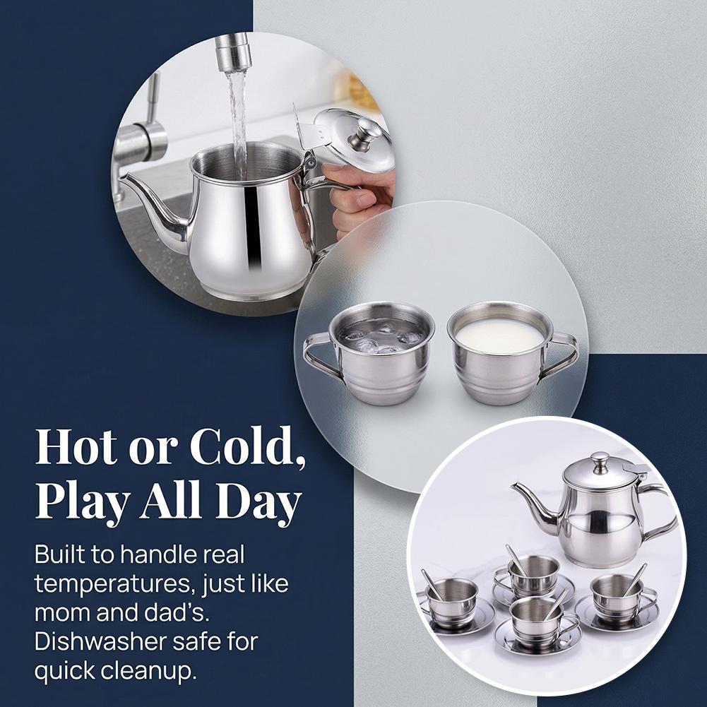 Kids Stainless Steel Tea Set P - огляд і ціна Kids Outdoor Mud Kitchen Accessories