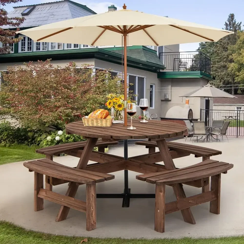 Wooden Picnic Table Set with W - огляд і ціна Kids Outdoor Umbrella For Table