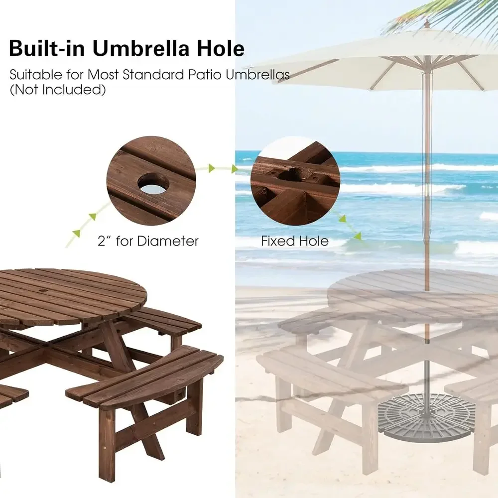 Wooden Picnic Table Set with W - огляд і ціна Kids Outdoor Umbrella For Table