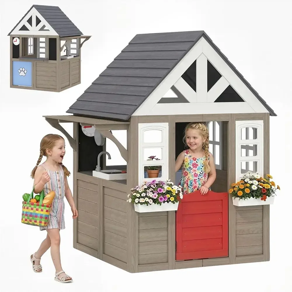 Qaba Outdoor Playhouse, Wooden - огляд і ціна Qaba Kids Outdoor Playhouse