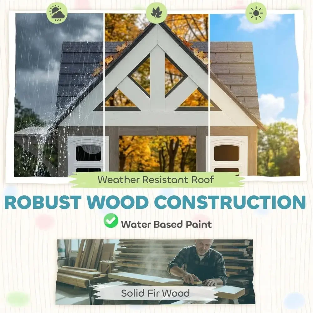 Qaba Outdoor Playhouse, Wooden - огляд і ціна Qaba Kids Outdoor Playhouse